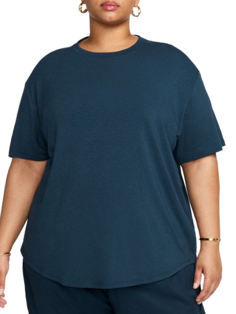 Nike Plus Size One Relaxed Dri-fit Shorts-Sleeve Top Armory Navy/black Sz 3X NWT